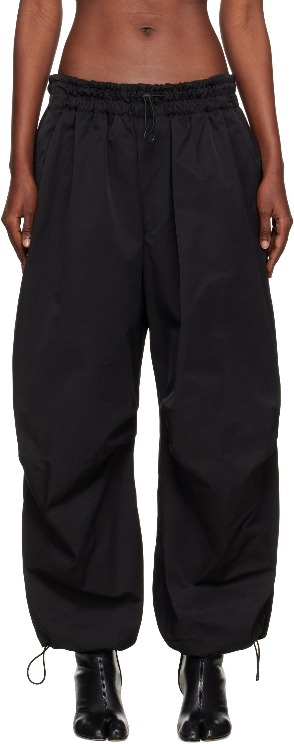 YOHJI YAMAMOTO Black Twill Parachute Lounge Pants