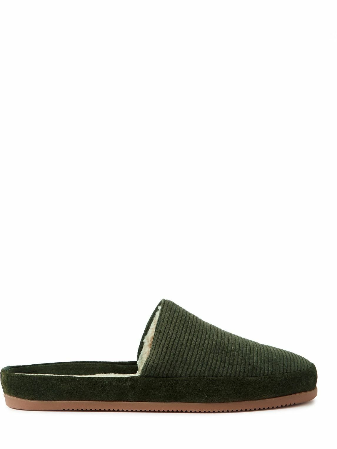 Photo: Mulo - Suede-Trimmed Corduroy Slippers - Green