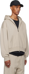 Fear of God ESSENTIALS Taupe Classic Fit Fleece Zip-Up Hoodie