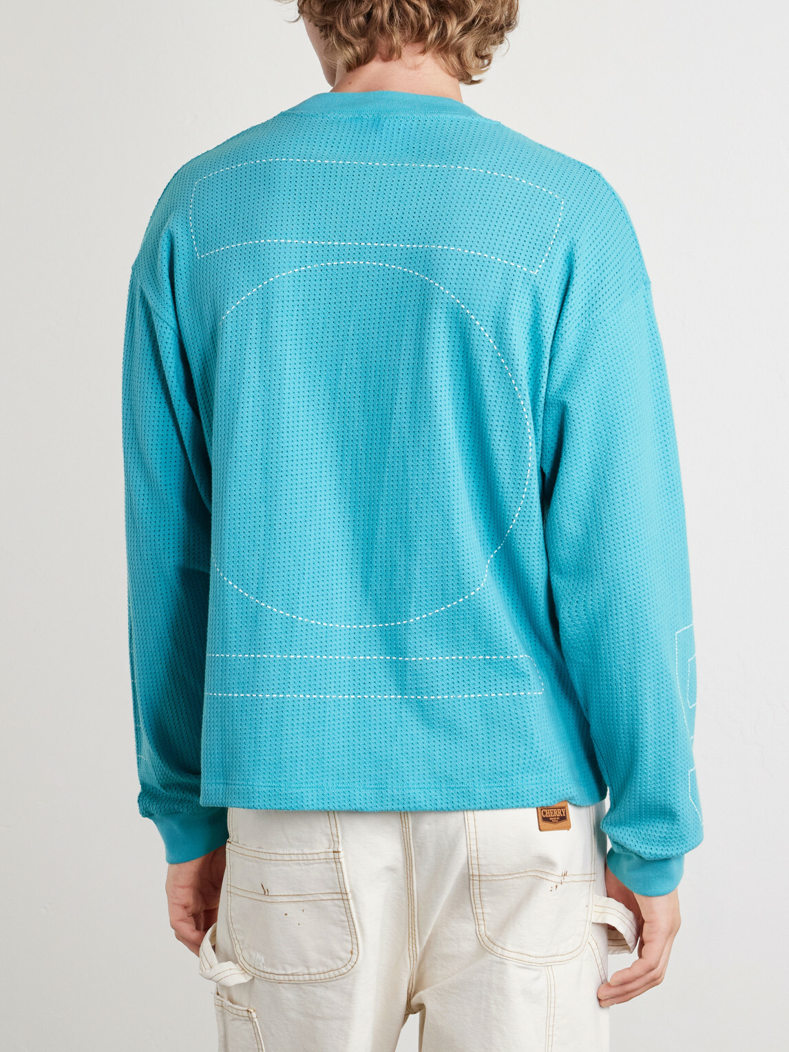 Cherry Los Angeles - Logo-Print Cotton-Mesh T-Shirt - Blue