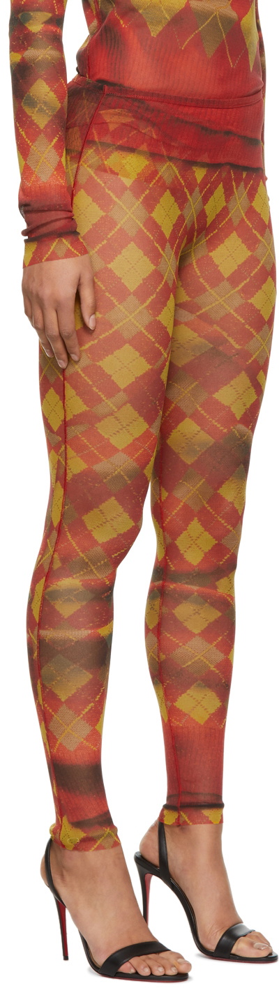 Jean Paul Gaultier Red & Yellow Argyle Burlington Leggings