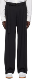 CMMN SWDN Black Omari Double Pleated Trousers