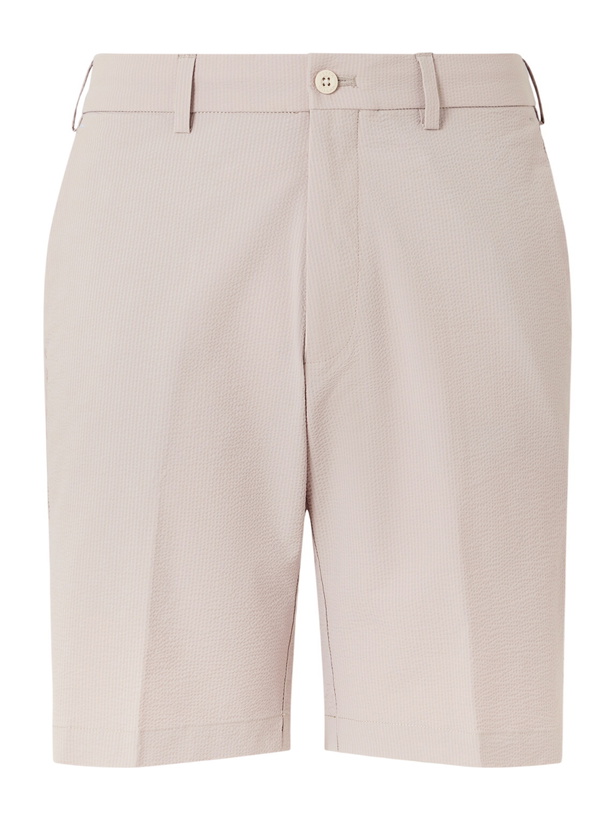 Photo: Peter Millar - Matlock Straight-Leg Stretch-Seercucker Shorts - Neutrals