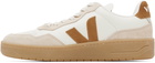 VEJA Off-White & Tan V-90 Leather Sneakers