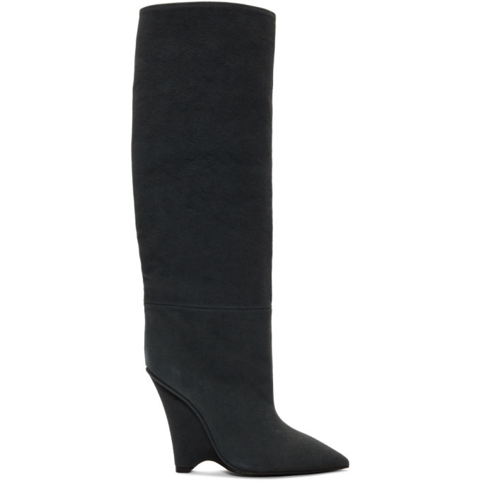 YEEZY Black Canvas Wedge Boots