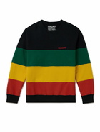 Wacko Maria - Logo-Embroidered Striped Cotton-Jersey Sweatshirt - Black