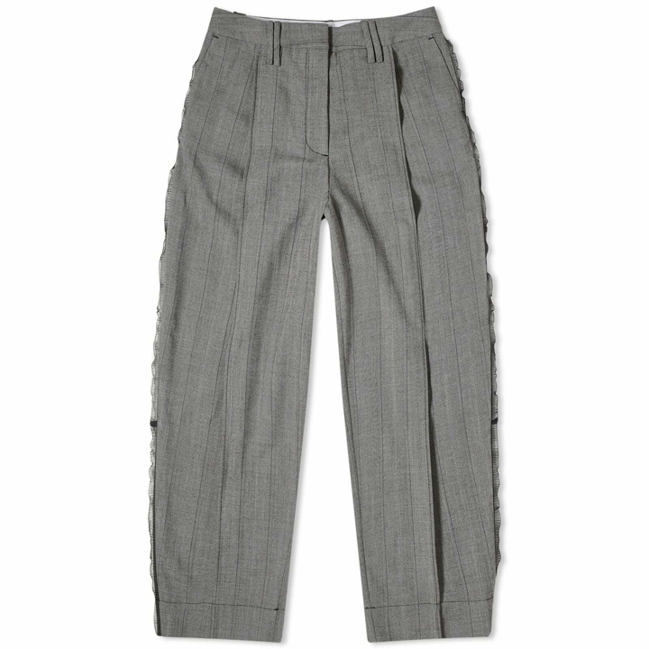 Photo: GANNI Women's Herringbone Suiting Relaxed Pleated Pants in Frost Grey
