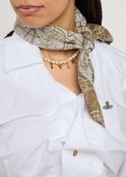 Vivienne Westwood Graffiti Logo-monogrammed Silk and Cotton-blend Scarf - Khaki - One Size