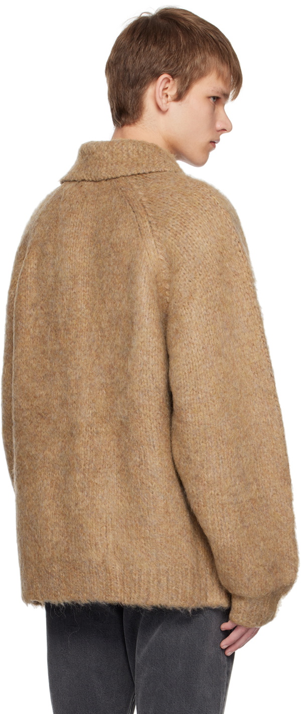 JieDa Beige Shawl Collar Sweater JieDa