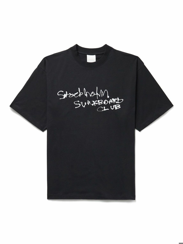 Photo: Stockholm Surfboard Club - Logo-Print Organic Cotton-Jersey T-Shirt - Black