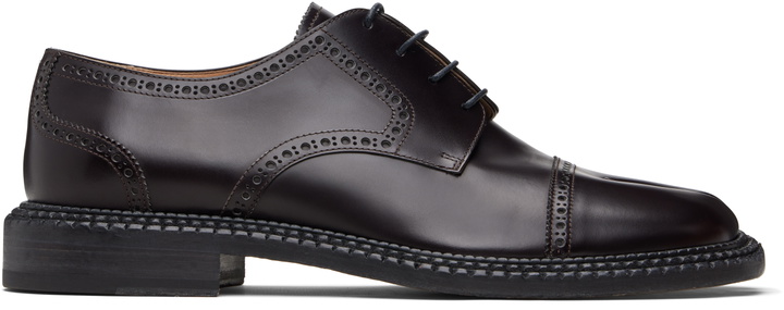 Photo: Maison Margiela Brown Tabi City Lace-Up Derbys