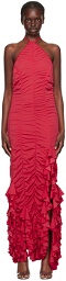 Ester Manas Red Ruched Maxi Dress