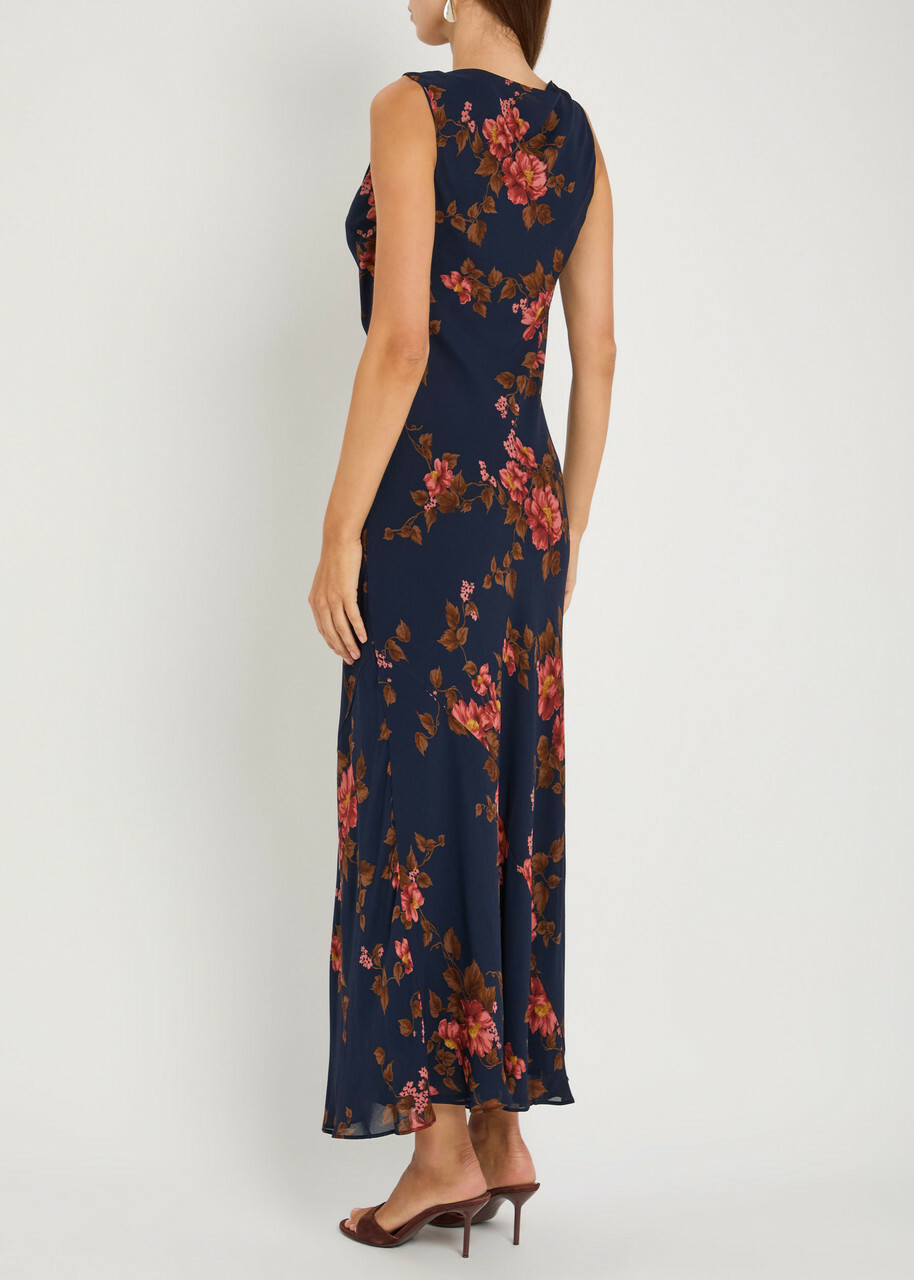 reformation chiffon dress Reformation Prescott Floral Print Chiffon Maxi Dress Black Reformation