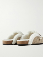 JW Anderson - Buckle-Embellished Shearling-Lined Suede Backless Loafers - Neutrals