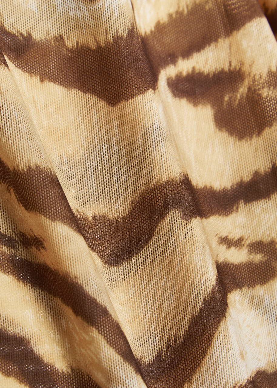 Good American Tiger-print Stretch-mesh T-shirt Multicoloured