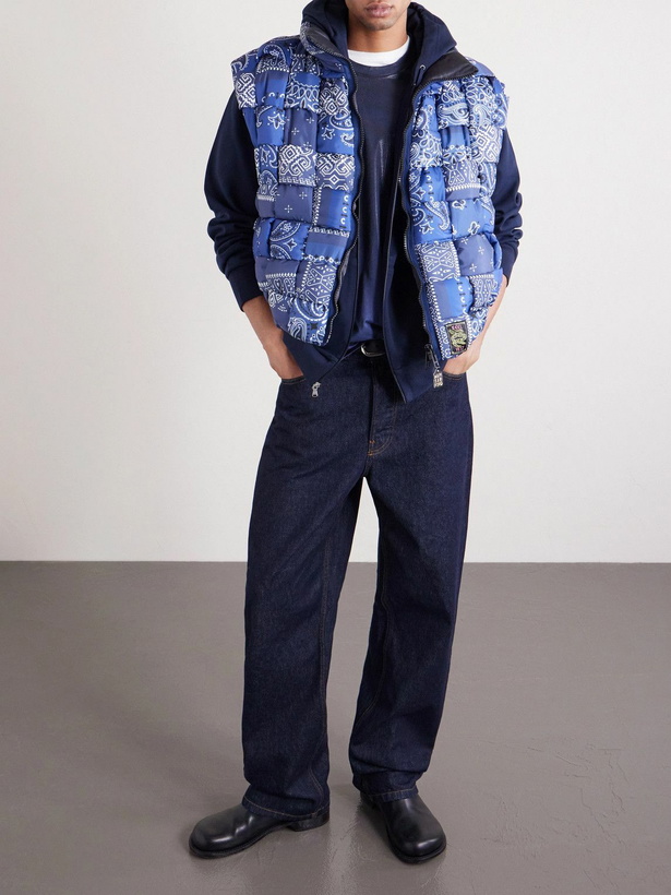 Photo: KAPITAL - Quilted Patchwork Bandana-Print Shell Gilet - Blue