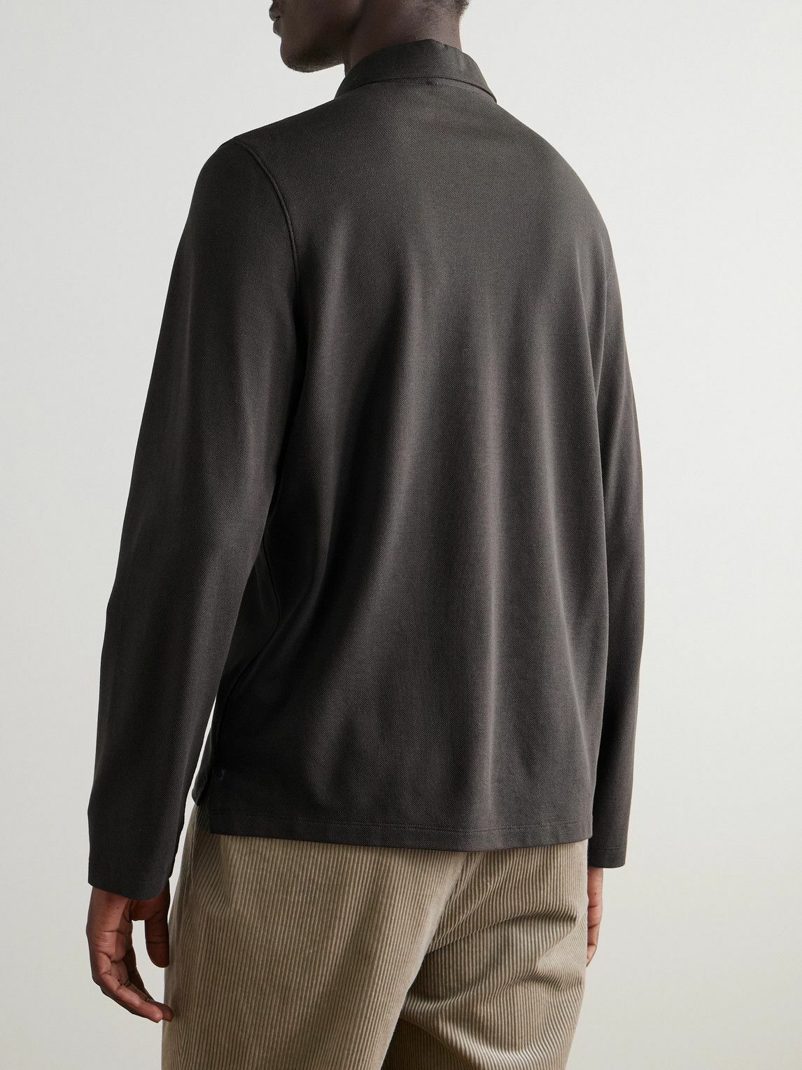 Dunhill - Cotton and Silk-Blend Piqué Polo Shirt - Brown