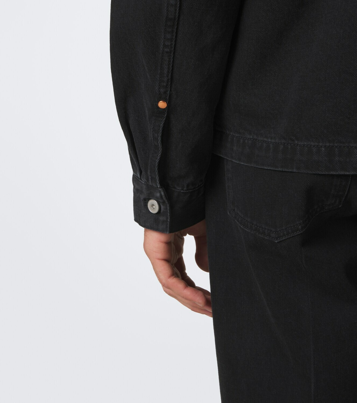 Lemaire Leather-trimmed denim overshirt