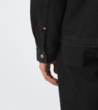 Lemaire Leather-trimmed denim overshirt