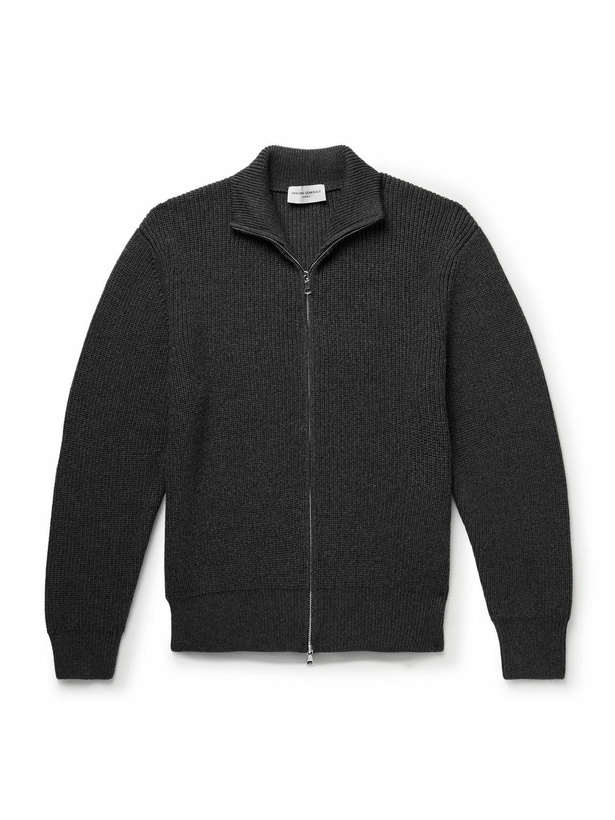 Photo: Officine Générale - Finley Ribbed Merino Wool Cardigan - Green