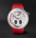 HYT - H0 X Eau Rouge Hand-Wound 48.8mm Stainless Steel and Rubber Watch, Ref. No. 048-AC-84-RF-RU - Silver
