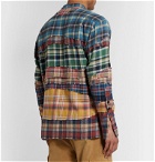 Greg Lauren - Grandad-Collar Patchwork Checked Cotton-Flannel Shirt - Multi
