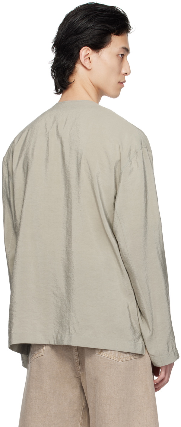 LEMAIRE Gray Collarless Shirt Lemaire