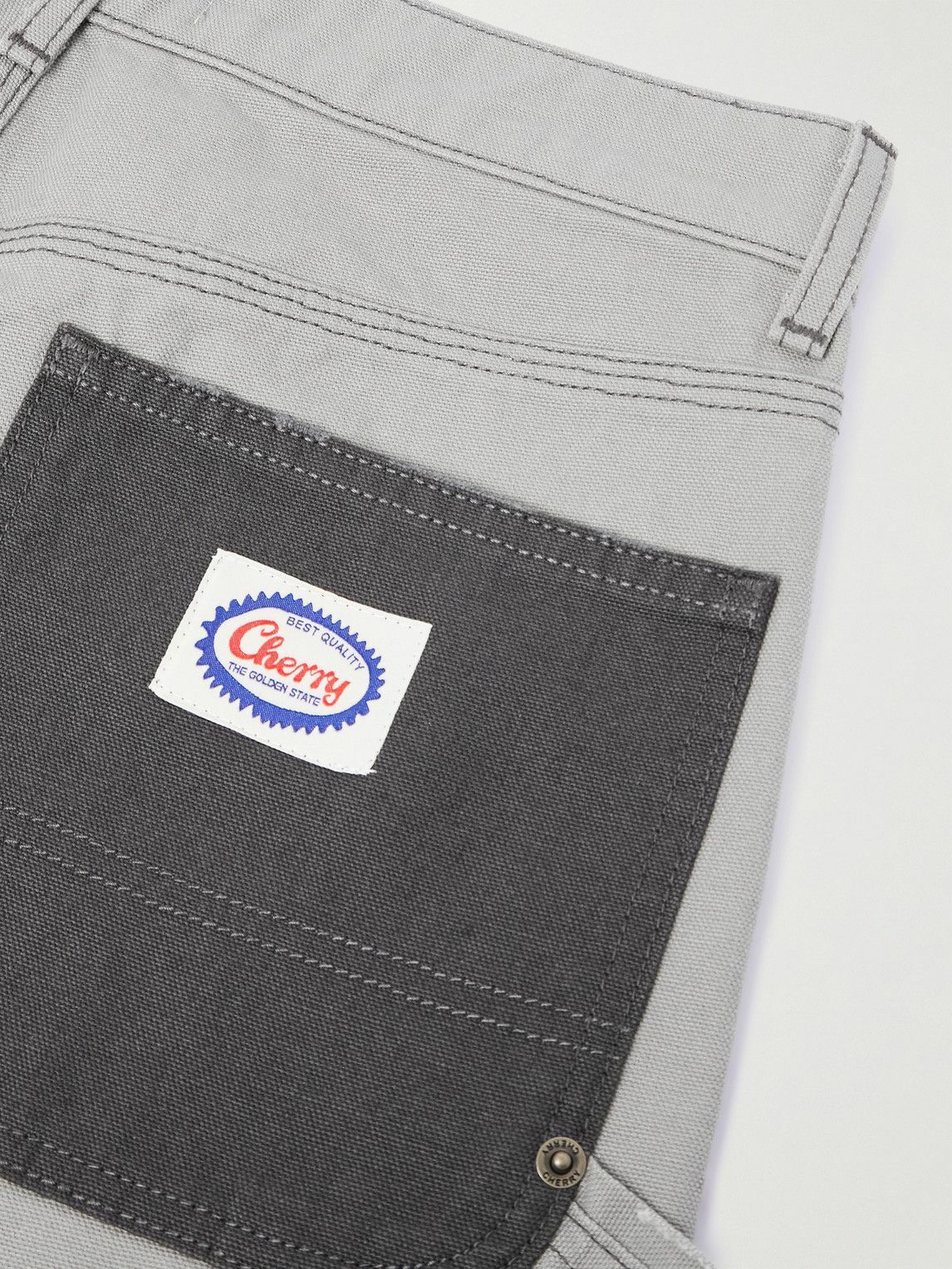 Cherry Los Angeles - Straight-Leg Double-Knee Cotton-Canvas Trousers - Gray