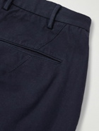Incotex - Straight-Leg Pleated Cotton Trousers - Blue