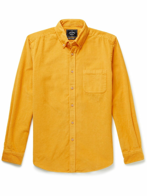Photo: Portuguese Flannel - Lobo Button-Down Collar Cotton-Corduroy Shirt - Yellow