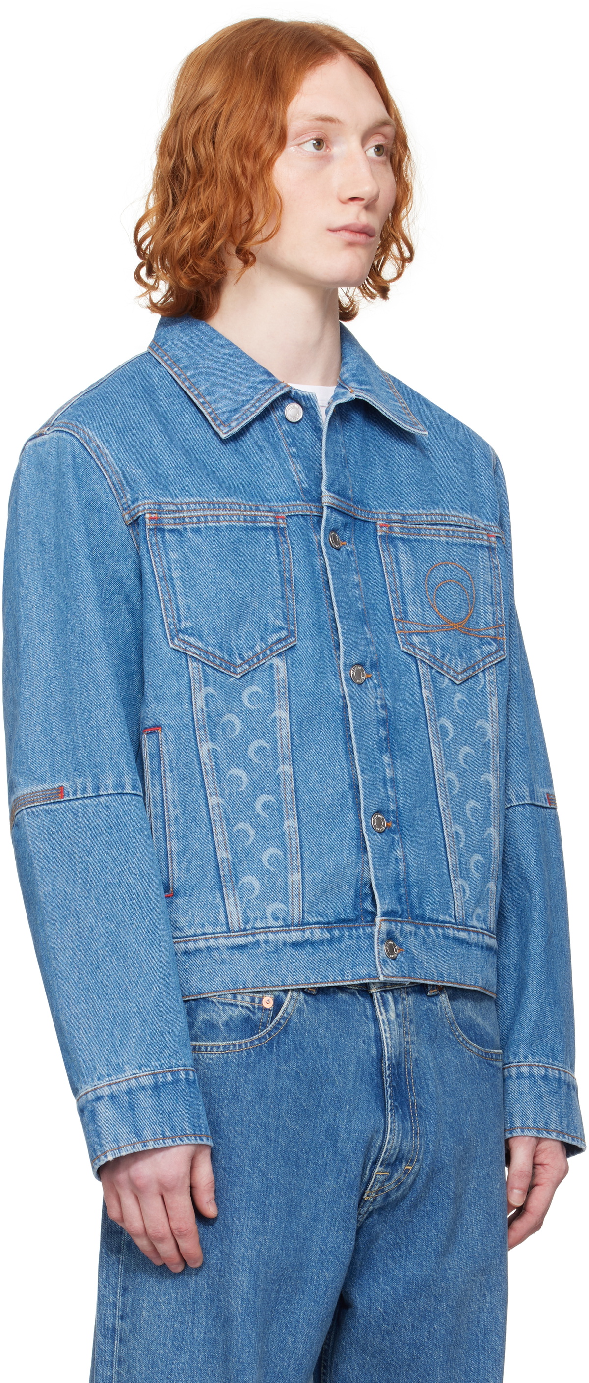 Marine Serre Blue Moon Laser Denim Trucker Jacket