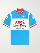 Aimé Leon Dore - Logo-Detailed Merino Wool Half-Zip T-Shirt - Blue