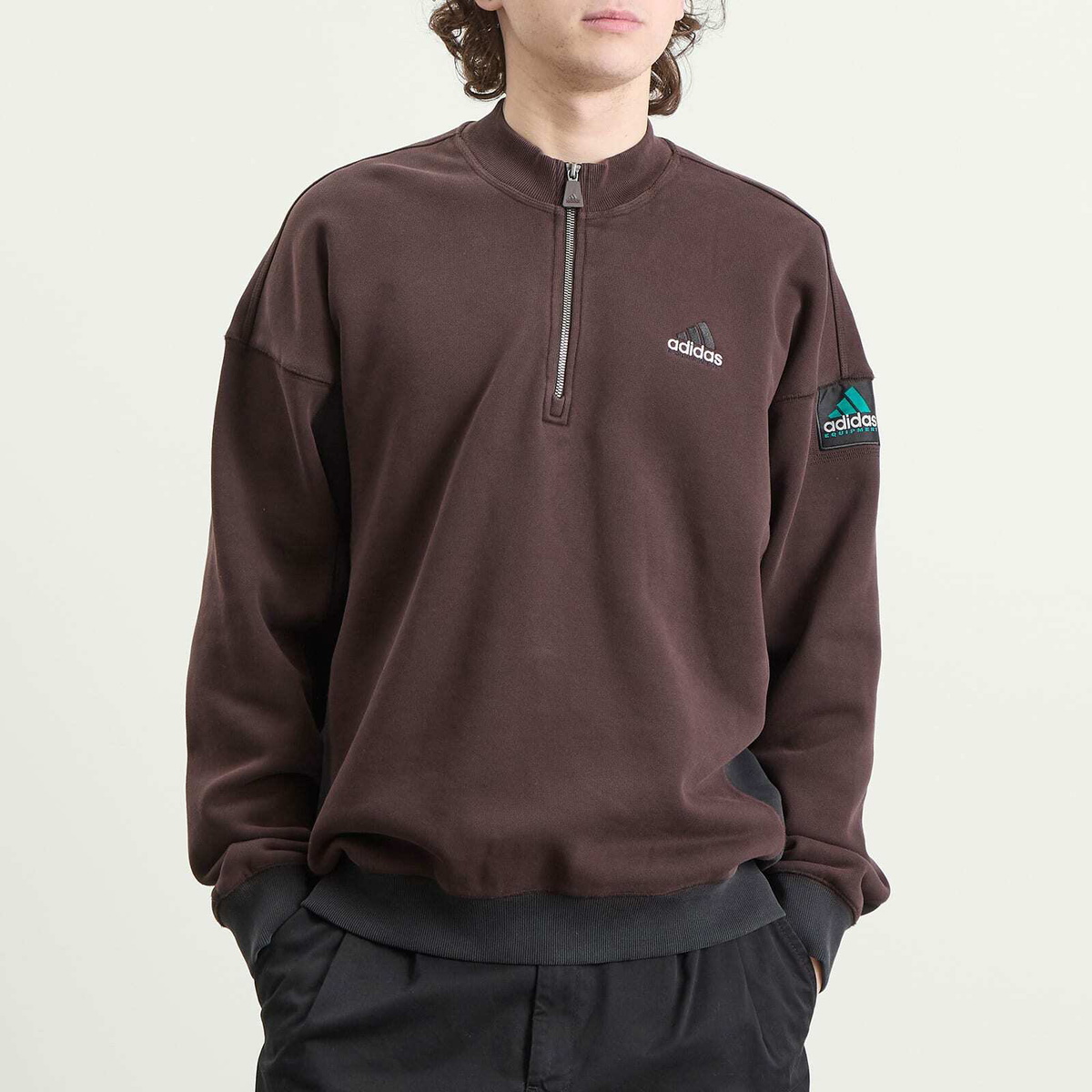 Adidas Men's EQT Half Zip Top in Aurora Coffee