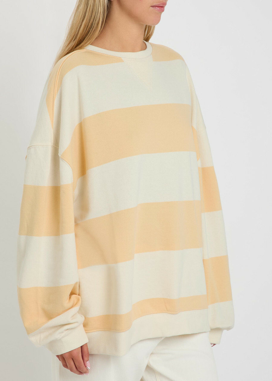 Free People Classic Striped Terry Sweatshirt Orange