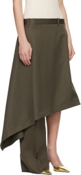 Bottega Veneta Khaki Wool Subtle Stripe Skirt Trousers