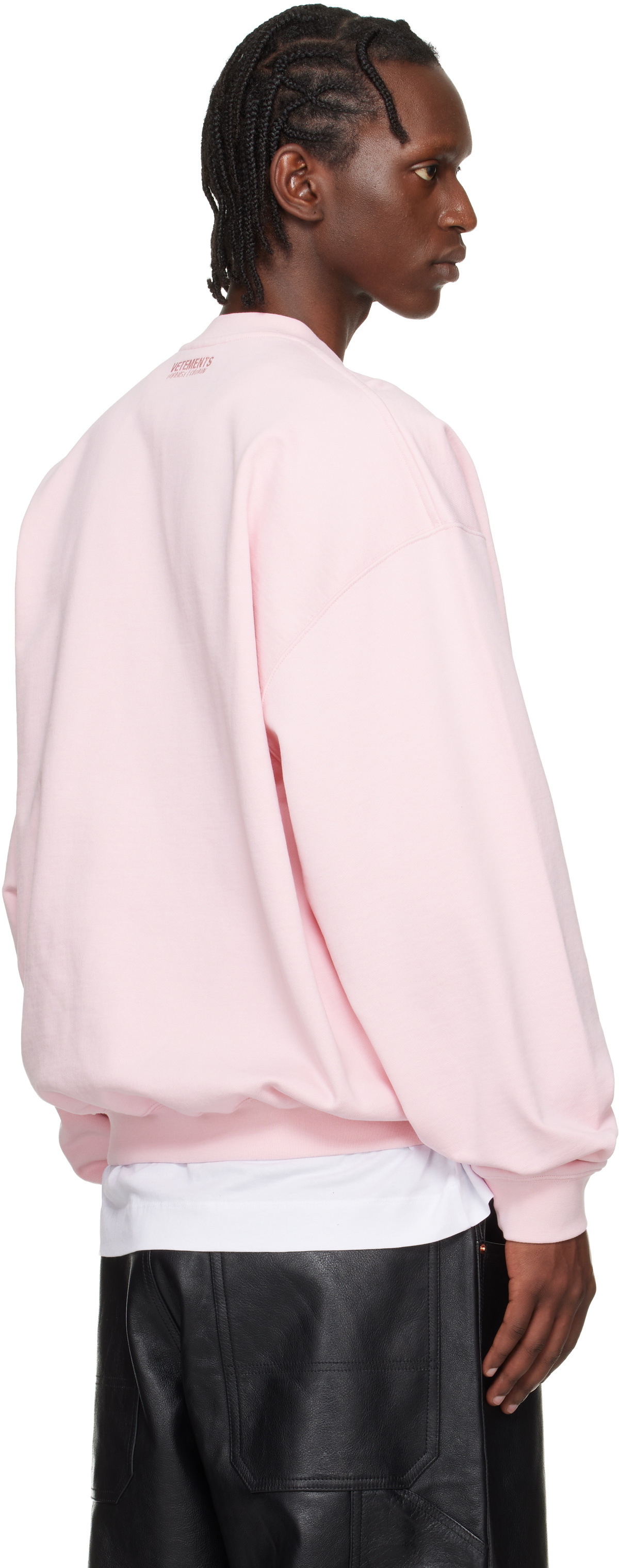VETEMENTS Pink 'Paris' Embroidered Sweatshirt