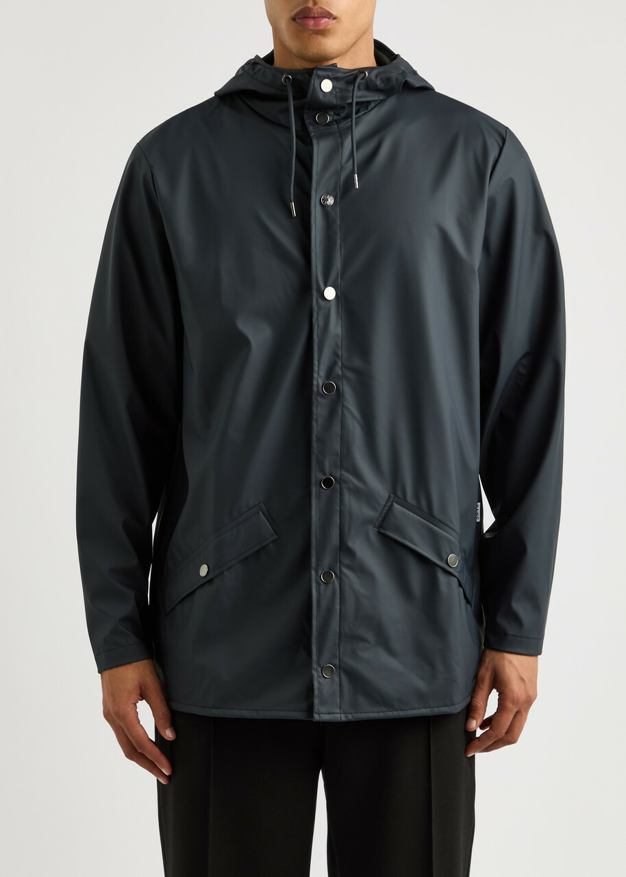 Rains Short Matte Rubberised Raincoat Navy