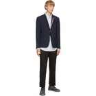 Thom Browne Navy Wool Seersucker Blazer