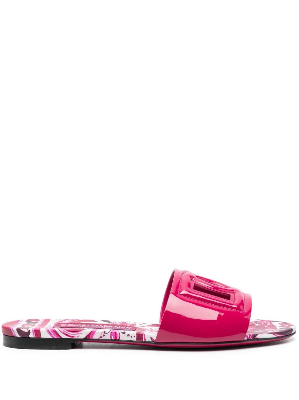 Dolce And Gabbana Dg Patent Leather Flat Sandals Dolce And Gabbana