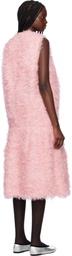 Comme des Garçons Pink Sleeveless Faux-Fur Midi Dress