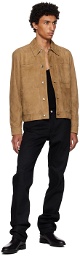 Paul Smith Brown Button Trucker Leather Jacket