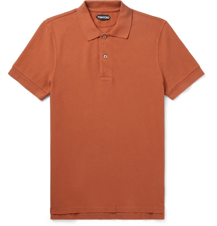 Photo: TOM FORD - Slim-Fit Cotton-Piqué Polo Shirt - Red
