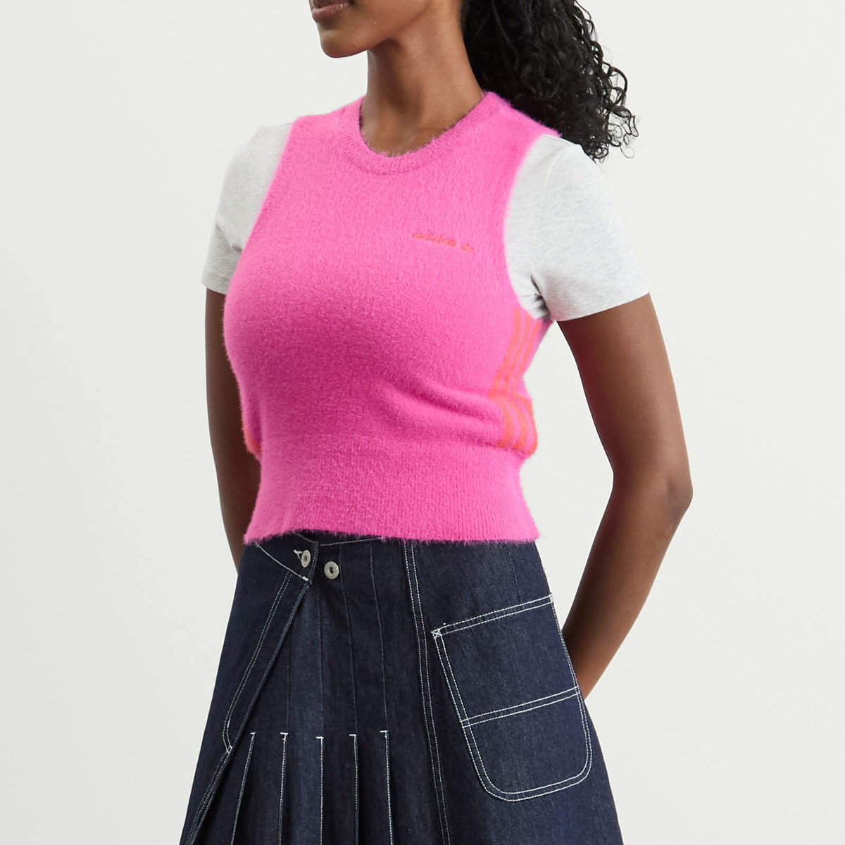 Adidas Women's Fluffy Knitted Vest in Semi Lucid Fuchsia