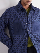 Kardo - Wynton Cut-Out Padded Textured-Cotton Blouson Jacket - Blue