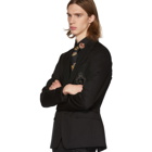Dolce and Gabbana Black Embroidered Logo Blazer