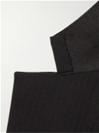 SAINT LAURENT - Silk-Trimmed Pinstriped Wool and Cotton-Blend Blazer