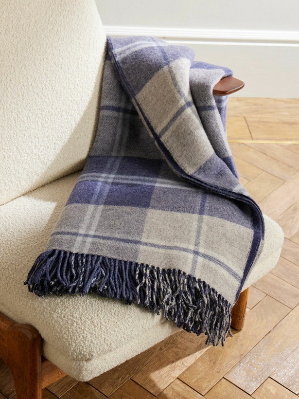 Photo: Johnstons of Elgin - Reversible Fringed Checked Wool Throw