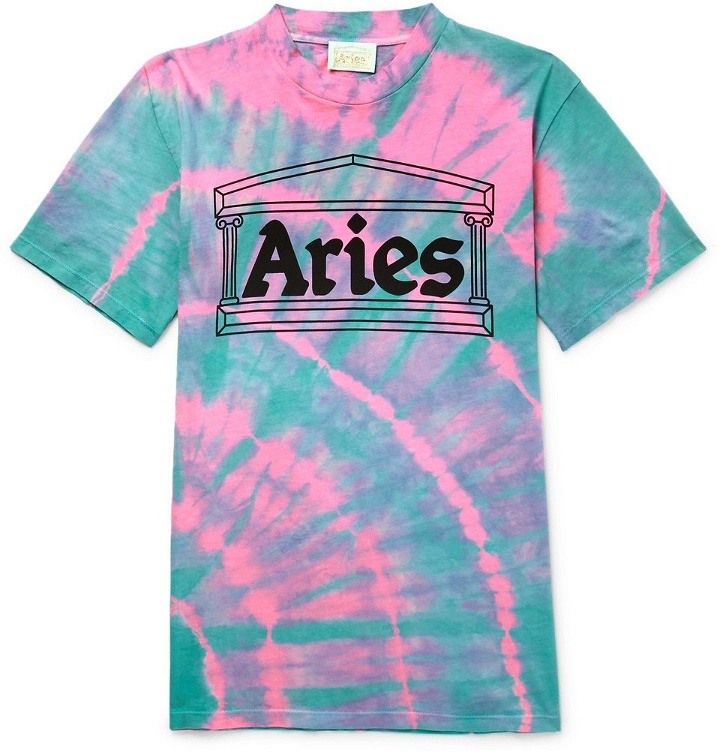Photo: Aries - Temple Tie-Dyed Cotton-Jersey T-Shirt - Men - Pink