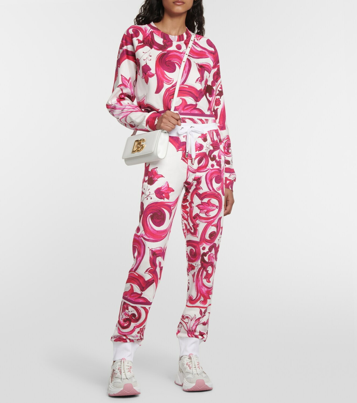 Dolce&Gabbana Majolica cropped cotton jersey sweatshirt