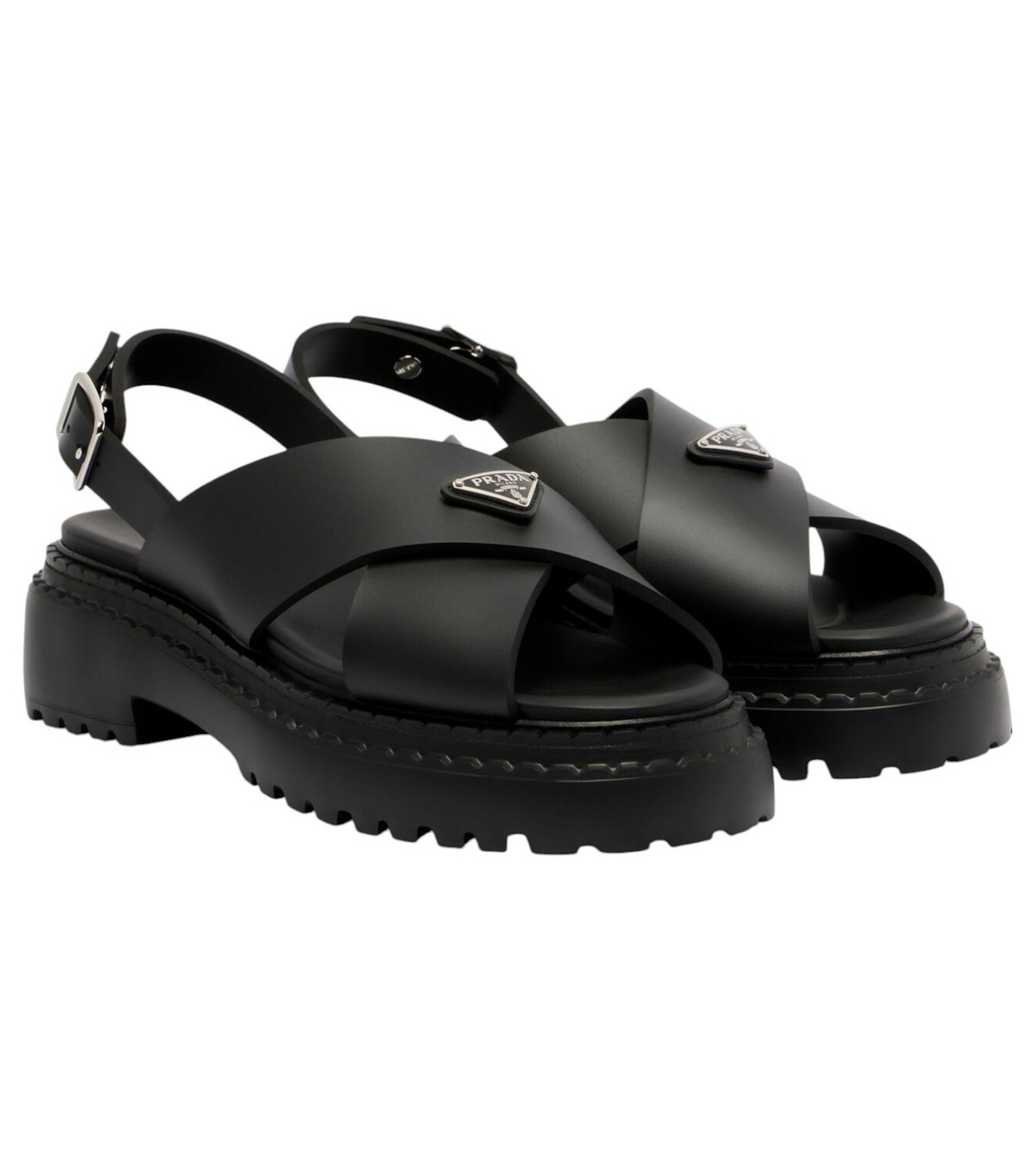 【PRADA】 Fussbett Padded Sandals Fussbett quilted leather sandals in black - Prada | Mytheresa